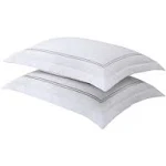 Lux Hotel FRE27502SILV11 Baratta Stitch On White Tailored Microfiber Sham Silver - Euro - Pack of 2