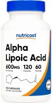 Nutricost Alpha Lipoic Acid 600mg Per Serving 120 Capsules, 60 Servings - Plant Based Caps, Non-GMO