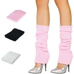 traderplus 3 Pair Women Knit Leg Warmers Long Socks Large, Pink Black White 