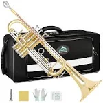 EASTROCK Bb Trumpet Standard Trumpet Set with Carrying Case,Gloves, 7C Mouthpiece and Cleaning Kit (Dark Blue)