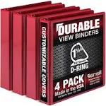 Samsill Durable 1.5 inch Binder, Made in The USA, D Ring Binder, Customizable Clear View Binder, Red, 4 Pack, Each Holds 350 PAG