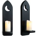 Gothic Candle Holders, Sconces Wall Decor Set of 2, Medieval Decor, Wall Mount Farmhouse Decor, Spooky Gothic Decor, Gothic Home Decor, Rustic Home Decor, Goth Wall Decorations - Black