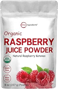 Organic Raspberry Juice powder, 8oz | 100% Natural Fruit Powder | Freeze-Dried Raspberries Source | No Sugar & Additives | Great Flavor for Drinks, Smoothie, & Beverages | Non-GMO & Vegan Friendly