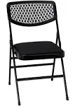 Cosco Commercial Vinyl Folding Chair, 4 Pack, Black Fabric/Hammertone Frame