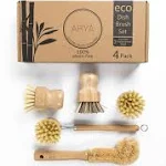 ARYA. Eco Dish Brush Set 4 Kitchen Washing Up Brushes & One Replacement Head