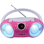 Singing Wood Sbx030btl-pk CD/Radio Boombox with LED Lighting - Kitty Pink