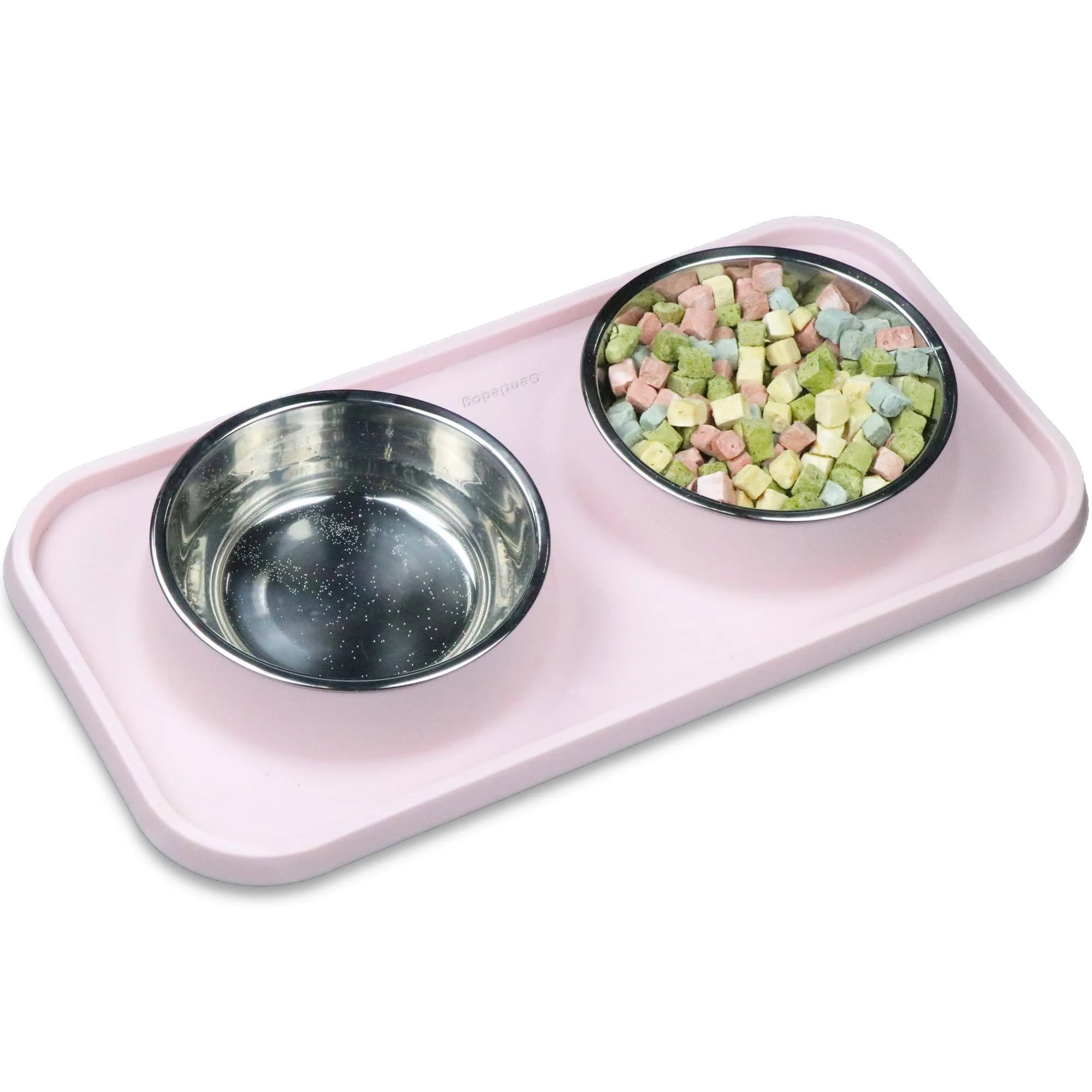 Cat Bowls for Food and Water,Premium Removable Stainless Steel Double Bowls with Non-slip Bottom & Elevated Stand for Pet and Small Dogs,Non-Spill Cat Food Bowls 12 Fluid ounces(354 ml)pink