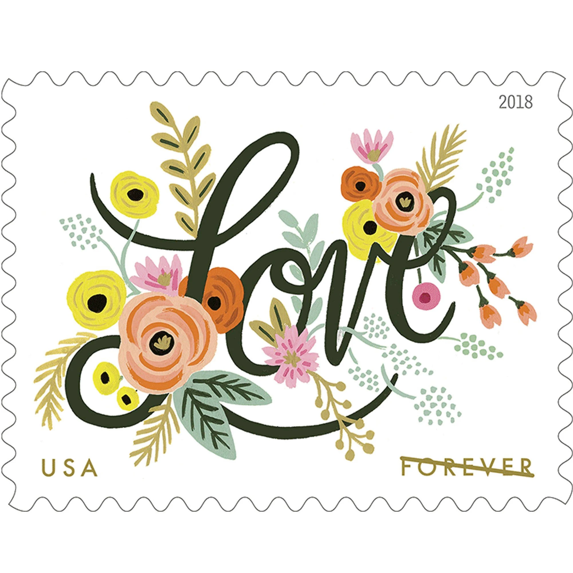 USPS Love Flourishes Sheets of 20 First Class Forever Postage Stamps Wedding Love Valentine