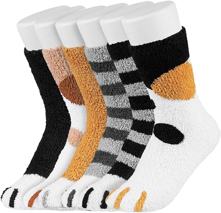 Easycosy Coral Fleece Socks - Cat Paw Socks/Super Soft Plush Slipper Sock Casual Socks