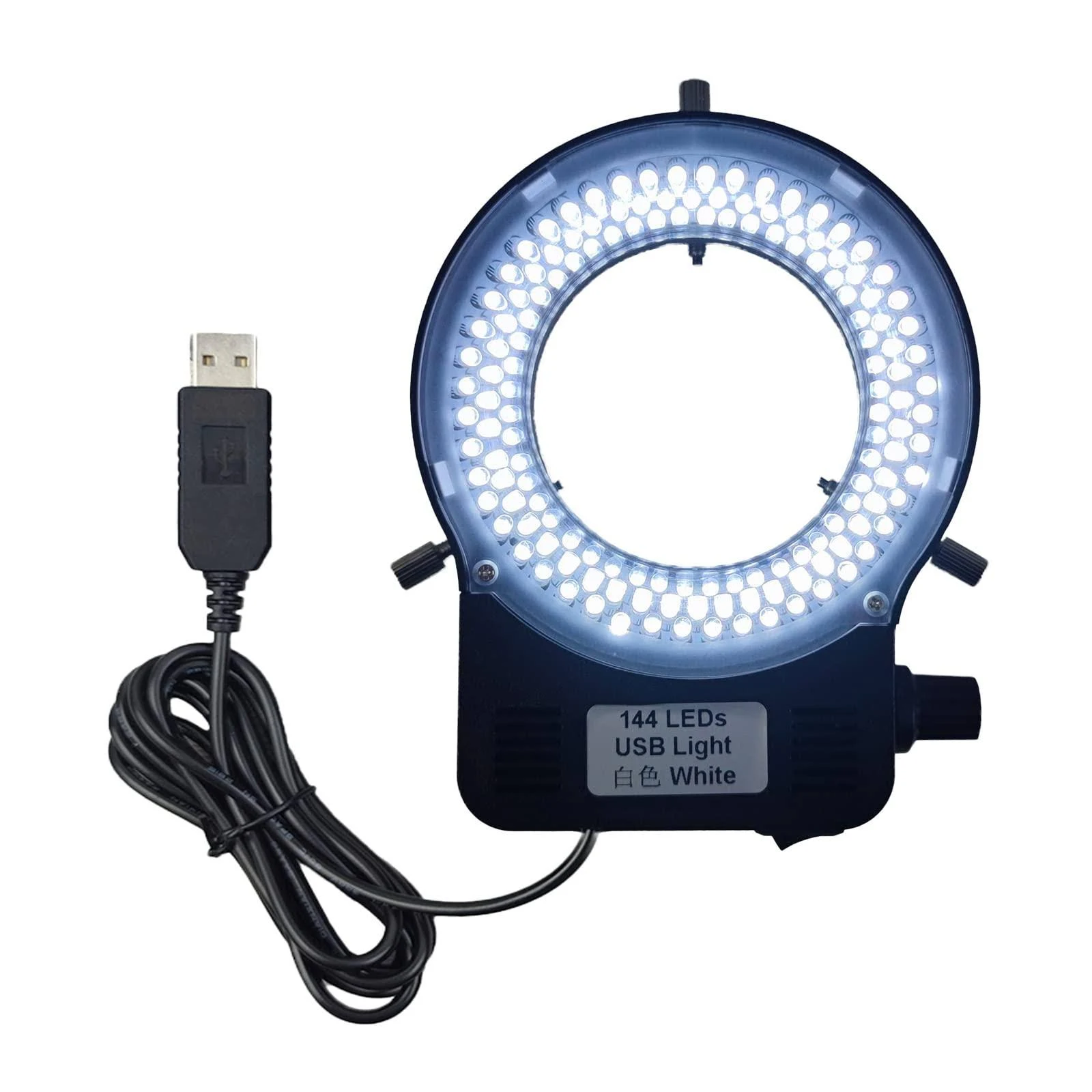 USB LED Ring Light Illuminator, 144 64 LED White Adjustable Lamp for Industry Monocular Binocular Trinocular Stereo Video Lens Microscope & Camera (USB 144 LEDs)…