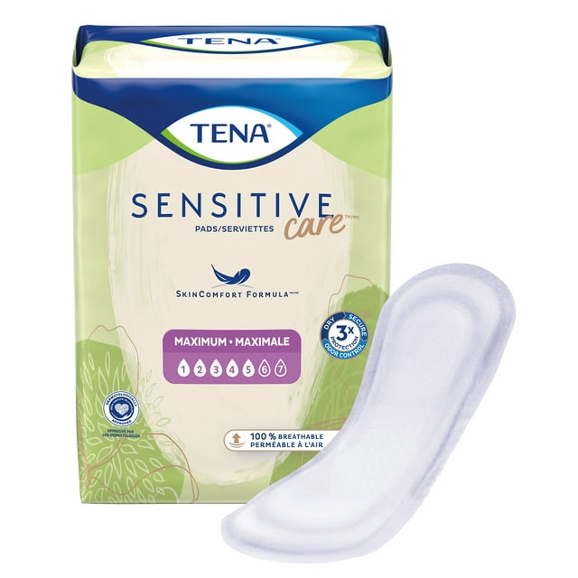 Tena Intimates Maximum Absorbency Incontinence/Bladder Control Pad, Long Length, 12 Count