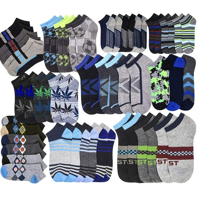 ToBeInStyle Boys' Pack of 12 Pairs Mystery Low Cut Ankle Socks - Size 6-8