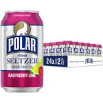 Polar Seltzer Water Raspberry Lime, 12 fl oz cans, 24 pack