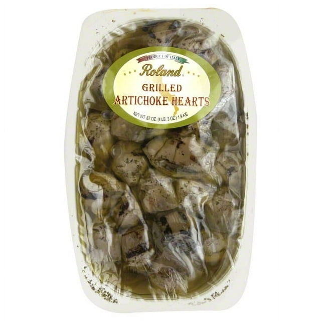 Roland Foods Grilled Artichoke Hearts Marinated in Vinegar and Oil, Specialty Imported Food, 67-Ounce Package