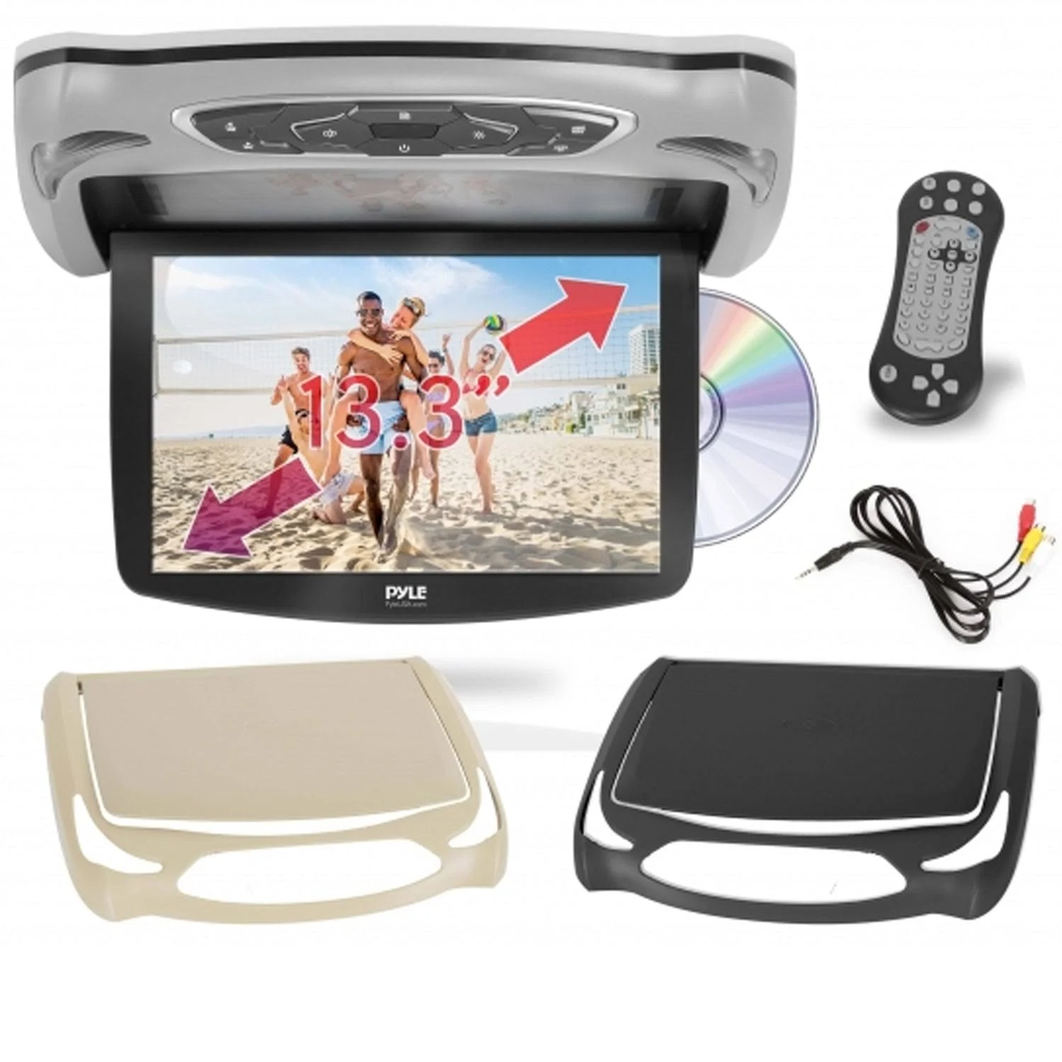 Pyle Car Roof Mount 13.3in DVD Player Monitor Overhead Flip Down Screen