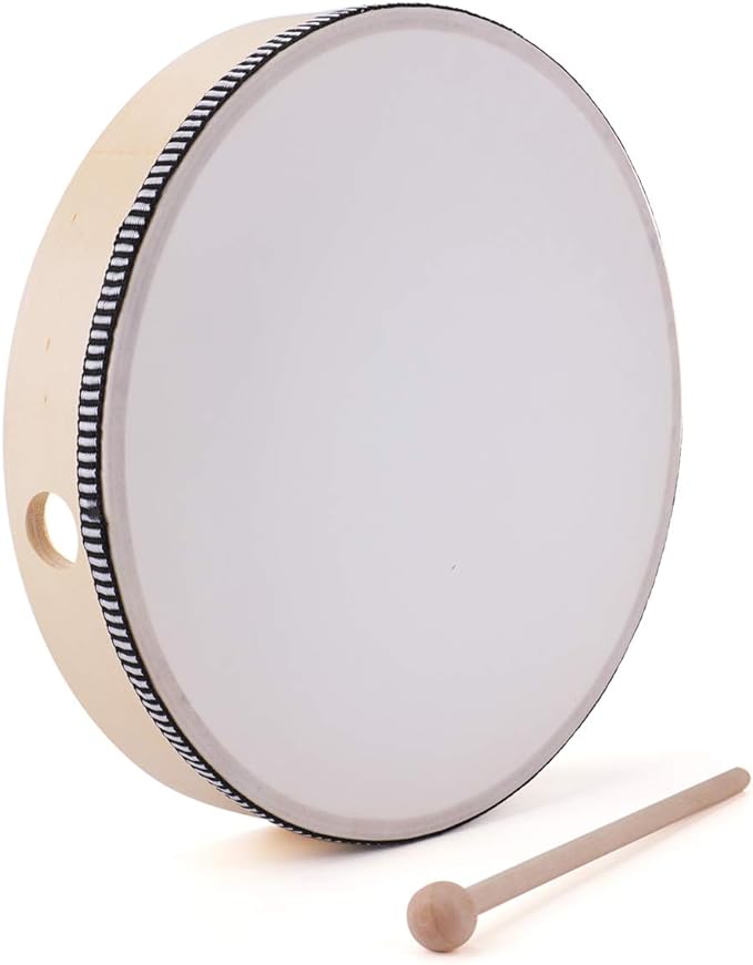 Foraineam 10 Inch Hand Drum Music Percussion Wood Frame Drum with Beater