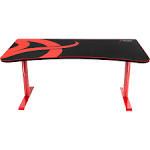 Arozzi Arena Fratello Curved Gaming and Office Desk with Full Surface Water Resistant Desk Mat Custom Monitor Mount Cable Management Cut Outs Under The Desk Cable Management Netting - Red