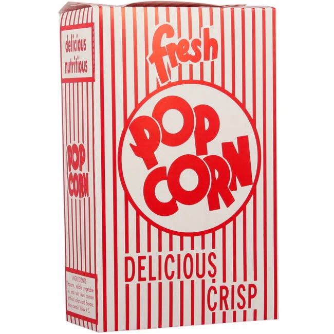 Snappy 1-E Small Red and White Close Top Popcorn Boxes, 3/4 Ounce, 100 Count