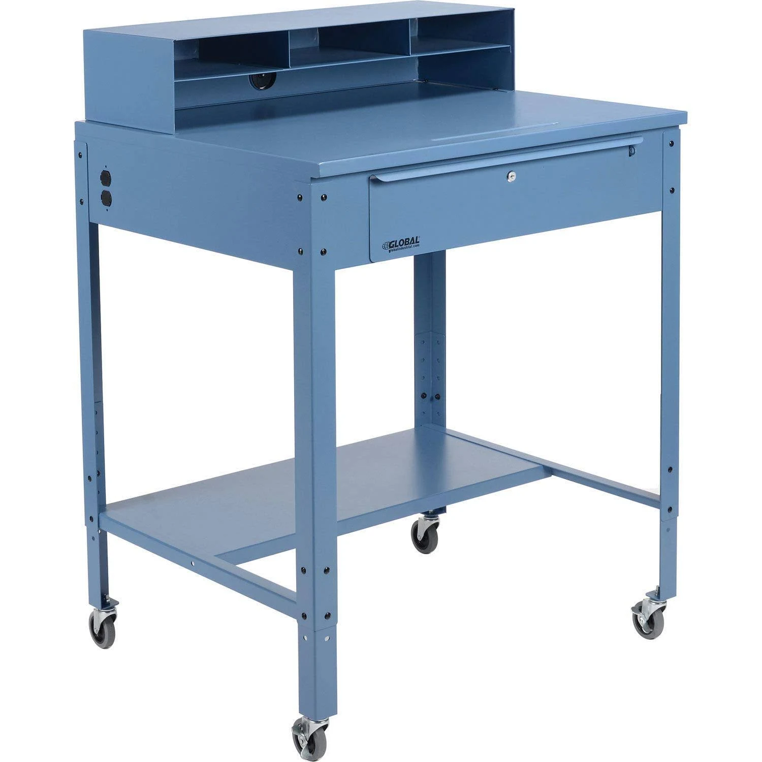 Global Industrial 34-1/2"W x 30" D x 38" H Mobile Shop Desk with Pigeonhole ...