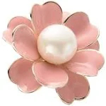 Women&#039;s Flower Pearl Enamel Brooch Pins for Ladies Jewelry