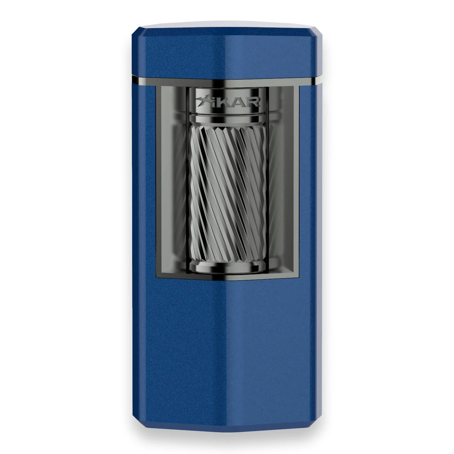 Xikar Meridian Triple Soft Flame Cigar Lighter, Powerful, Elegant, Innovative, Reliable Flint Ignition, Large Easy-to-Use Roller Bar, EZ-View Fuel Window, High Altitude Performance, Blue & Gunmetal