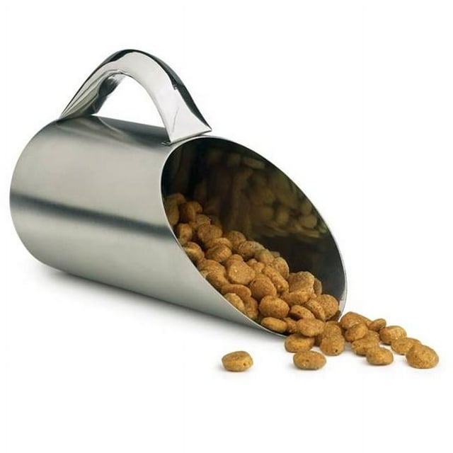 Pet Studio Stainless Steel Matte Finish Pet Scoops — Convenient Scoops for Dry Dog and Cat Food - 5½", 12 oz