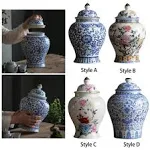 Ginger Jar Decorative Jar Ancient Chinese Imperial Enamel Porcelain (Small, Red)