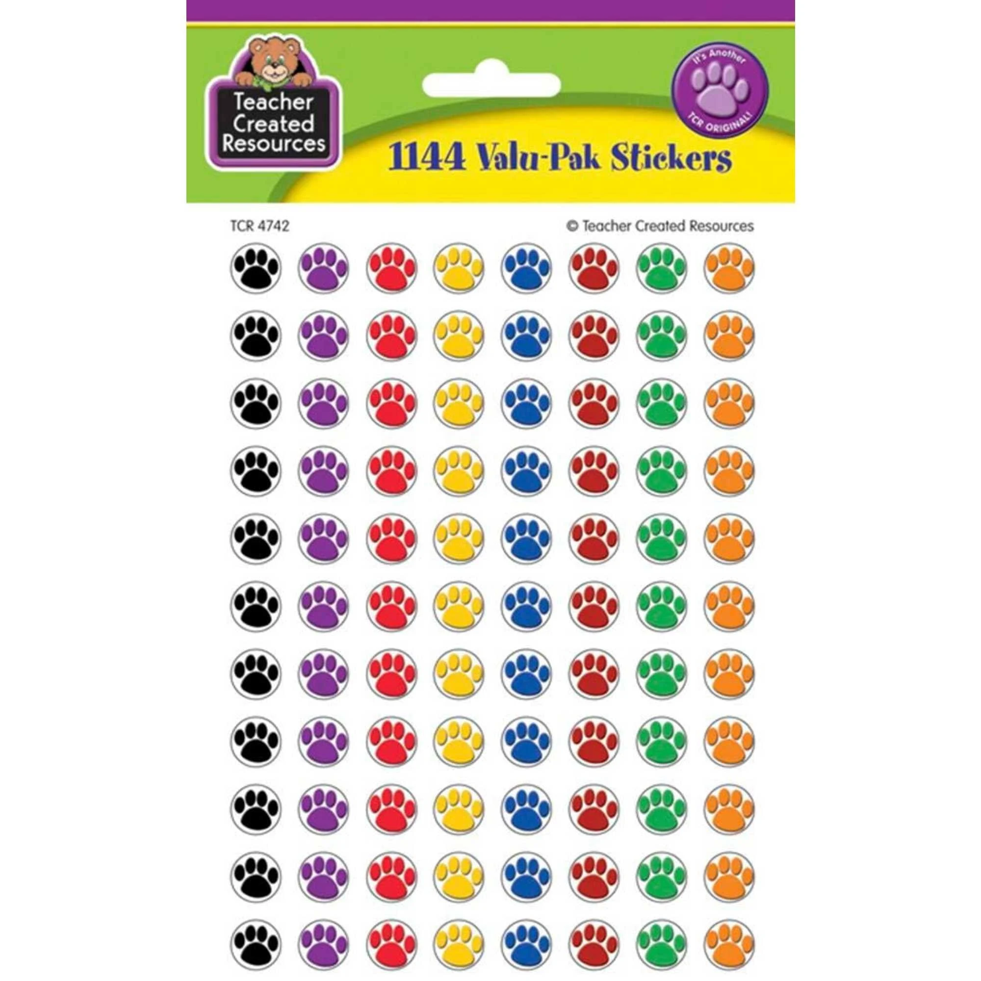 Teacher Created Resources Colorful Paw Prints Mini Stickers