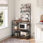 MAHANCRIS Bakers Rack with Power Outlet, Microwave Stand, Industrial Coffee Bar ...