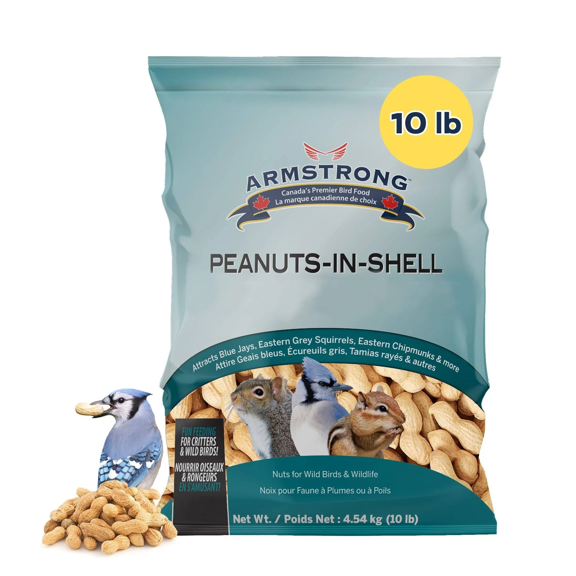 Peanuts-in-Shell, 10 Pounds - for Blue Jays, Eastern Grey Squirrels and Eastern Chipmunks for Outside Feeders