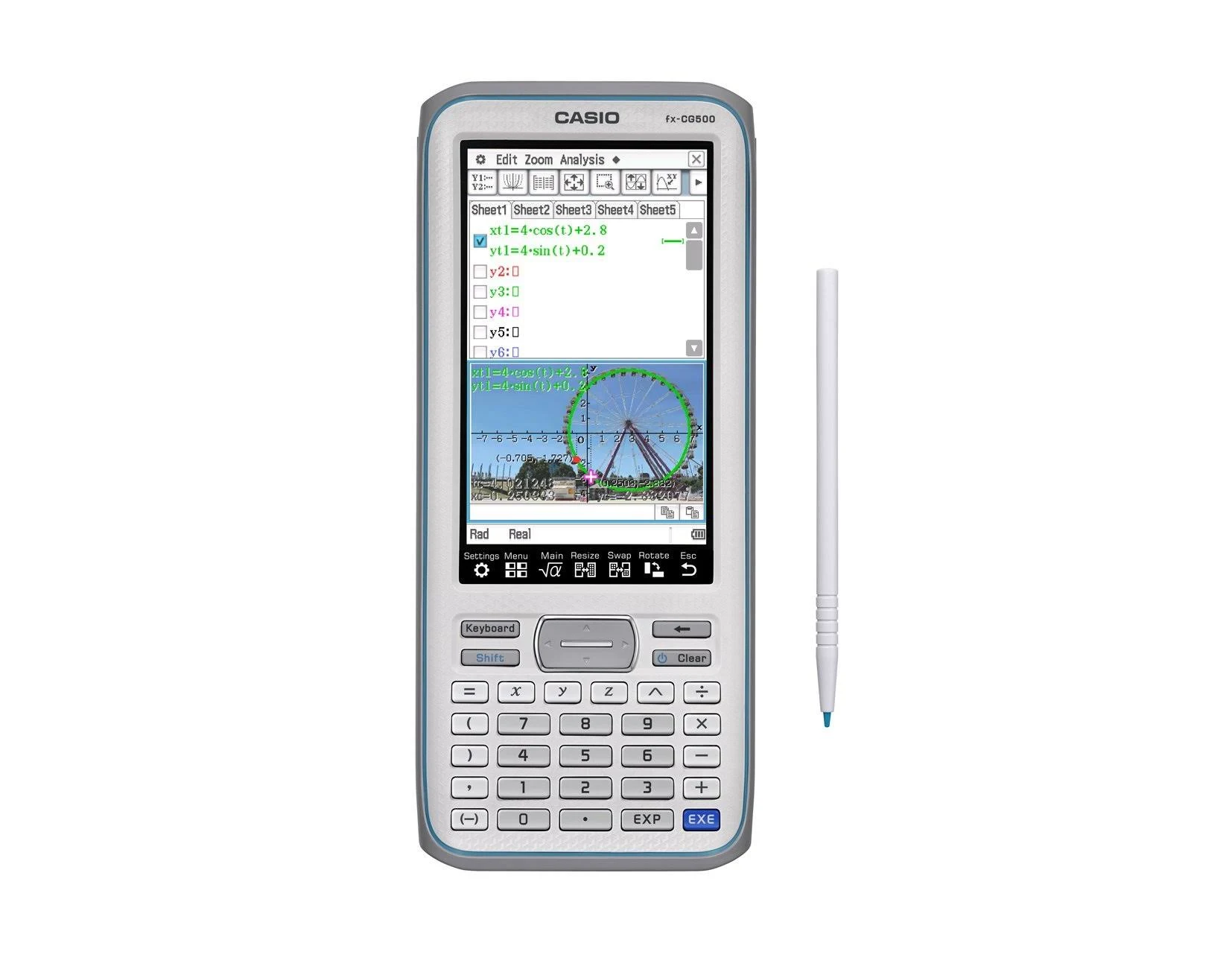 Graphing Calculator, 4.8, Casio Fx-Cg500 With Touch Screen And Stylus.