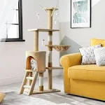 53&#034; Cat Tree Activity Center Climbing Condo Scratcher Kitty Playhouse w/ Toys