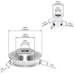 Zeberoxyz 2pcs Set GT2 Synchronous Wheel 20&60 Teeth 8mm Bore Aluminum Timing ...