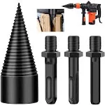 Firewood Log Splitter, 4pcs Drill Bit Removable Cones Kindling Wood Splitting Logs Bits Heavy Duty Electric Drills Screw Cone Driver Hex + Square +