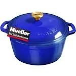 Mueller Home Mueller DuraCast 6 Quart Enameled Cast Iron Dutch Oven Pot with Lid, Heavy-Duty Casserole Dish, Braiser Pan, Stainless Steel Knob, for