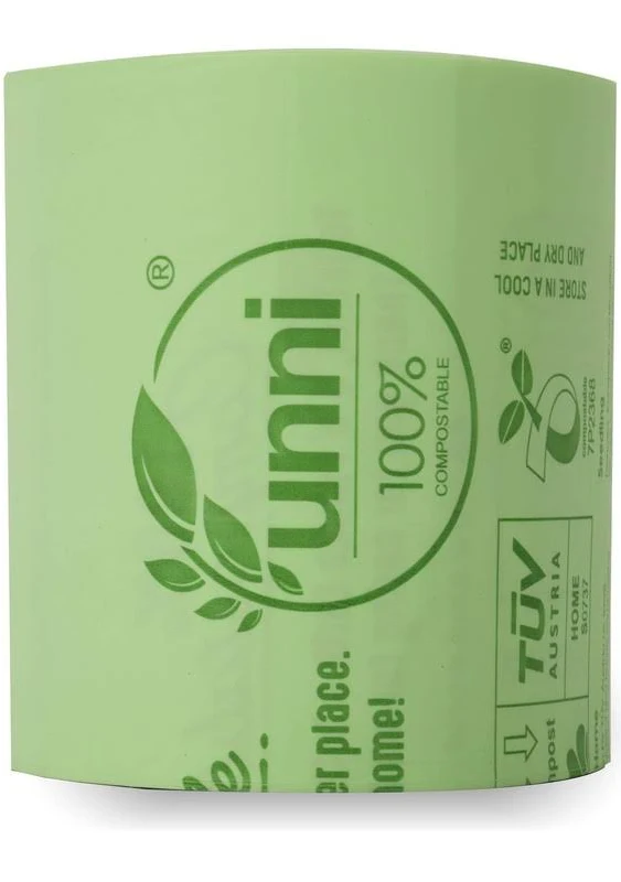 UNNI Compostable Liner Bags, 6-8 Gallon, 30 Liter, 100 Count, Heavy Duty 0.85 Mils, Food Scrap Bags, Medium Bin Compatible, ASTM D6400, US BPI, CMA and Europe OK Compost Home Certified, San Francisco