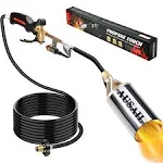 Propane Torch Burner Weed Torch High Output 1,800,000 BTU with 10FT Hose,Heavy Duty Blow Torch with Flame Control and Turbo Trigger Push Button Igniter,Flamethrower for Garden Wood Ice Snow Road (Blue