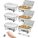 VEVOR Chafing Dish Buffet Set, 8 Qt 6 Pack, Stainless Chafer with 6 Full Size Pa