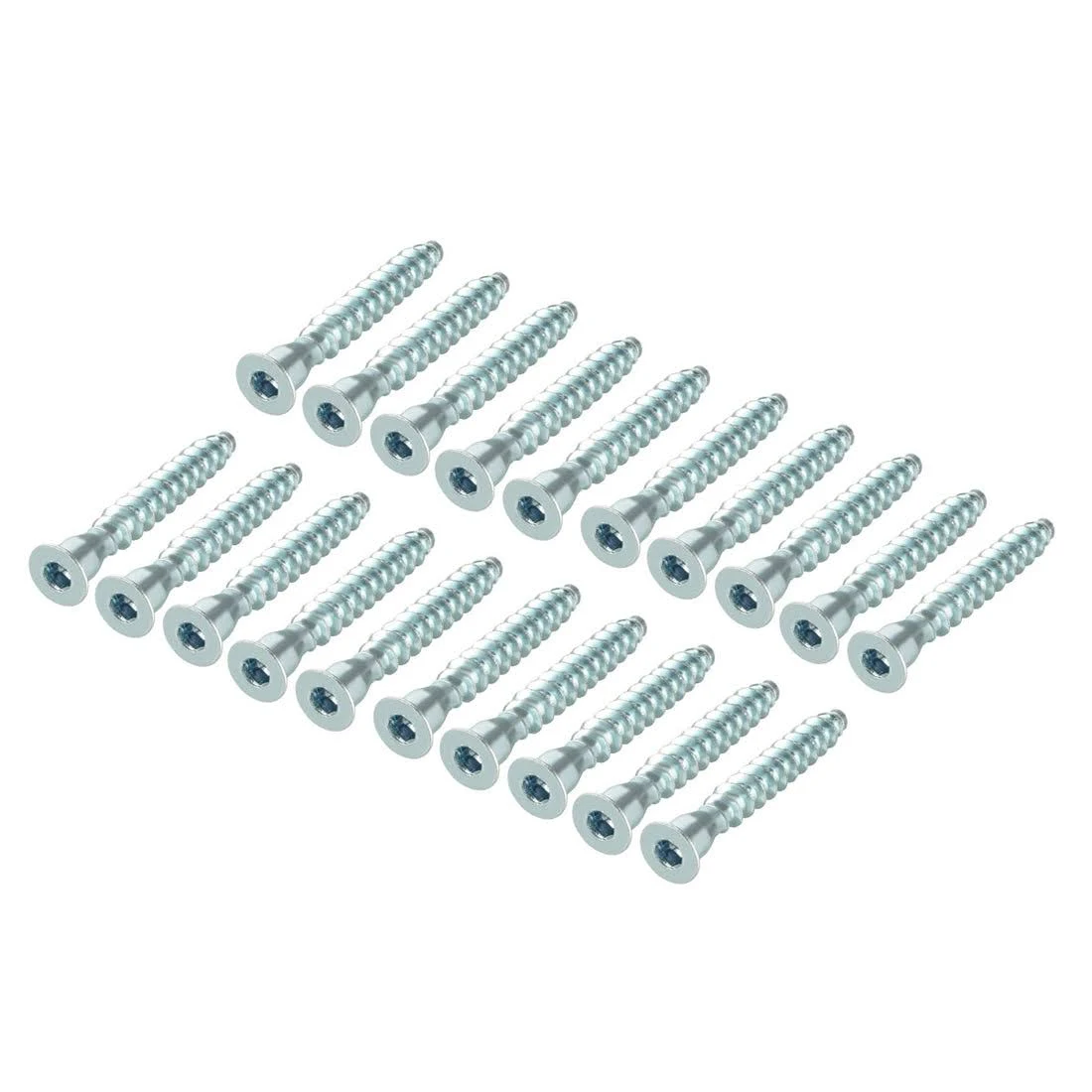 uxcell Furniture Confirmat Screw 7x49mm Hex Socket Wood Screws Zinc Plated 20pcs