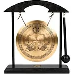 Zen Art Brass Feng Shui Desktop Gong for Home Office Table Decor Collectible Fig