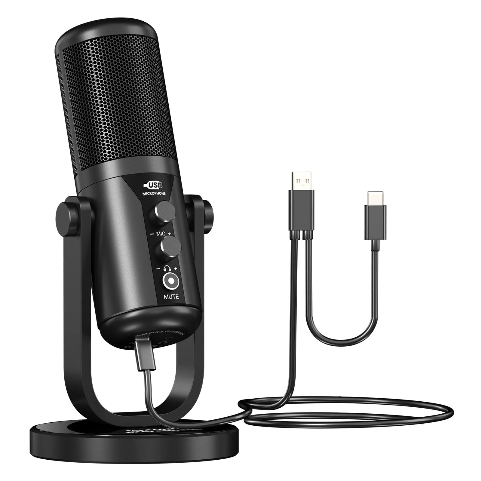 Usb Microphone - Computer Condenser Gaming Mic For Pc/Laptop/Phone/Ps4/5, Headphone Output, Volume