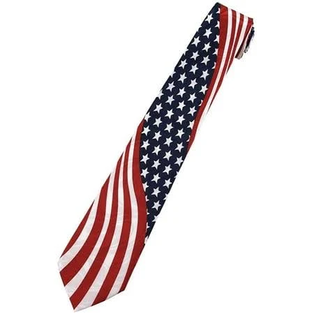 Sunrise Outlet Men's American Flag Swirls Regular Neck Tie Red White Blue, Size ...