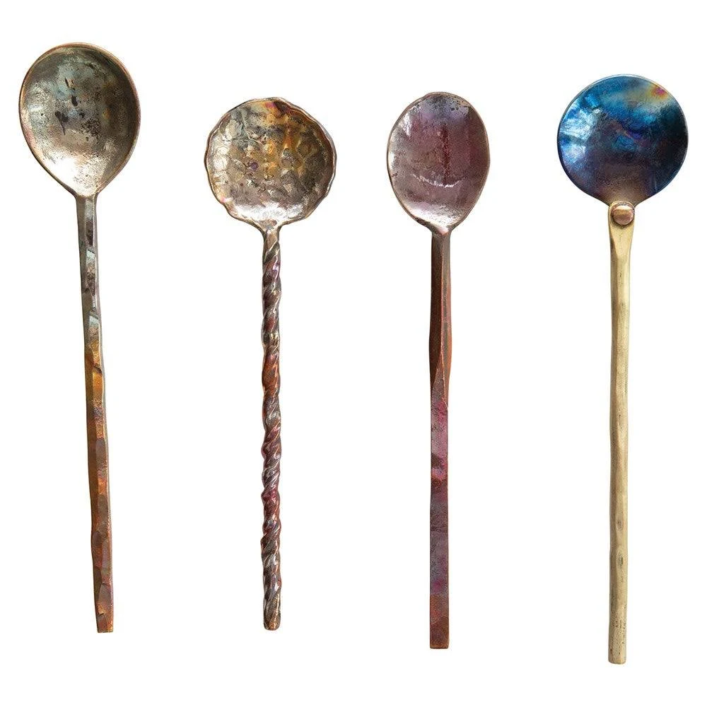 Burnt Hand Forged Copper Spoons, 4ct.