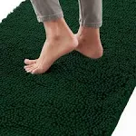 Gorilla Grip Chenille Bath Rug 24x17, Rubber Backing Quick Dry Washable Microfiber Mats, Hunter