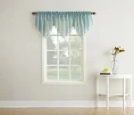 No. 918 28054 Erica Crushed Texture Sheer Voile Beaded Ascot Rod Pocket Curtain