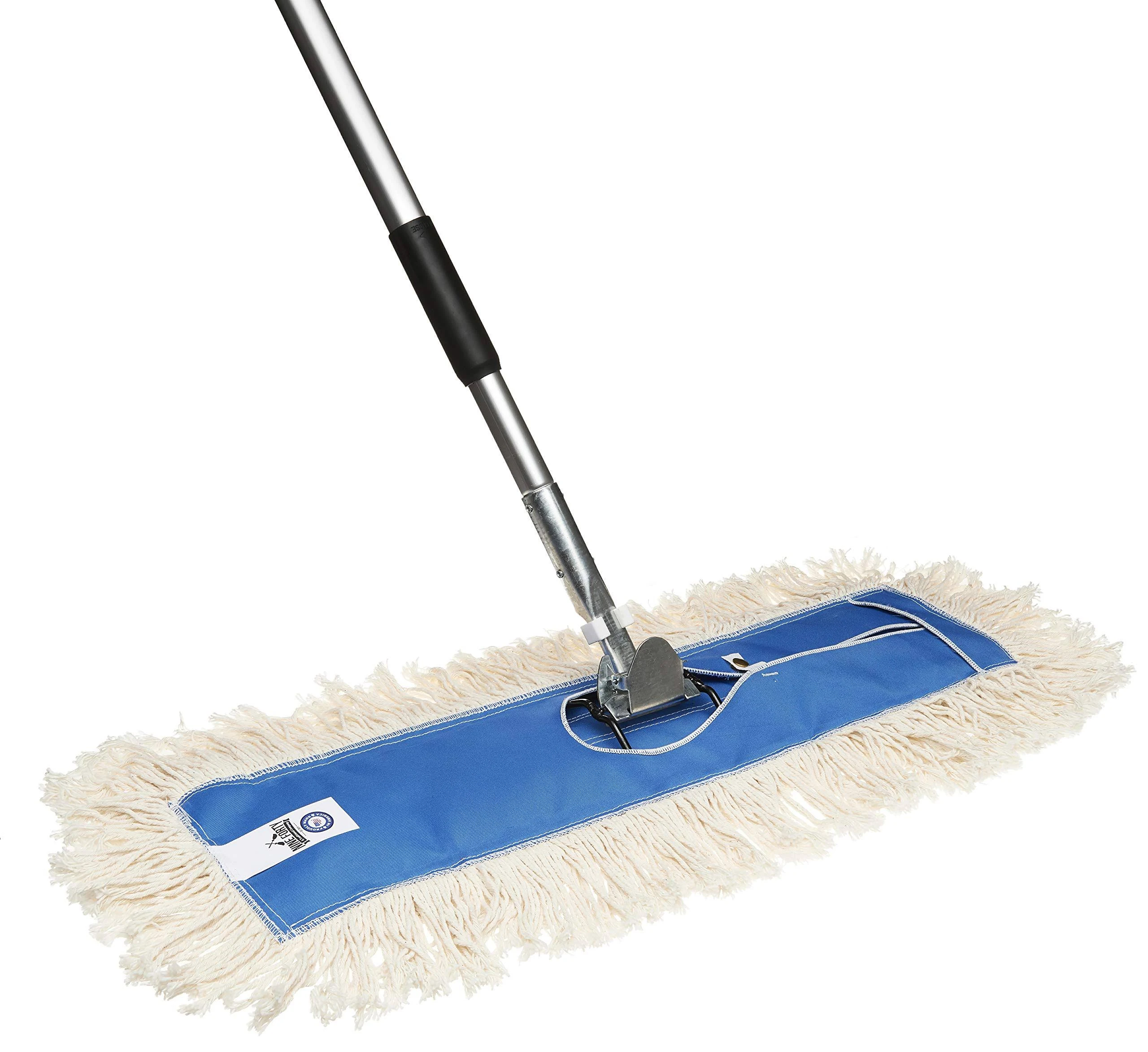 Nine Forty 36" Premium Cotton Dust Mop Kit - Heavy Duty Mop Head with Handle for Industrial, Commercial, and Residential Cleaning - Dry Floor Duster for Hardwood Surfaces - White