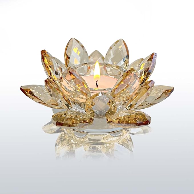 Tealight Candle Holders Crystal Lotus Flower centerpieces for Gold 1ps