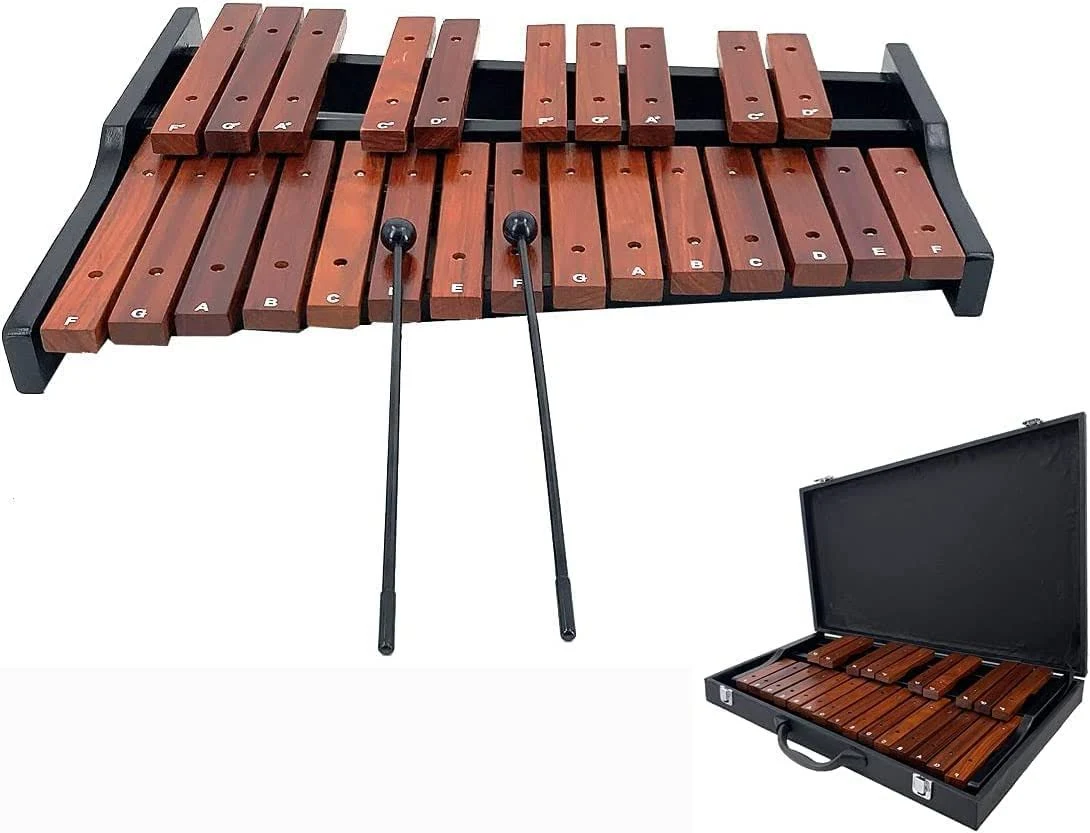 Lfhelper Portable Professional 25 Key Xylophone Alto Wood Xylophone Adult School Band Student Percussion Educational Diatonic Scale from F to F Semito