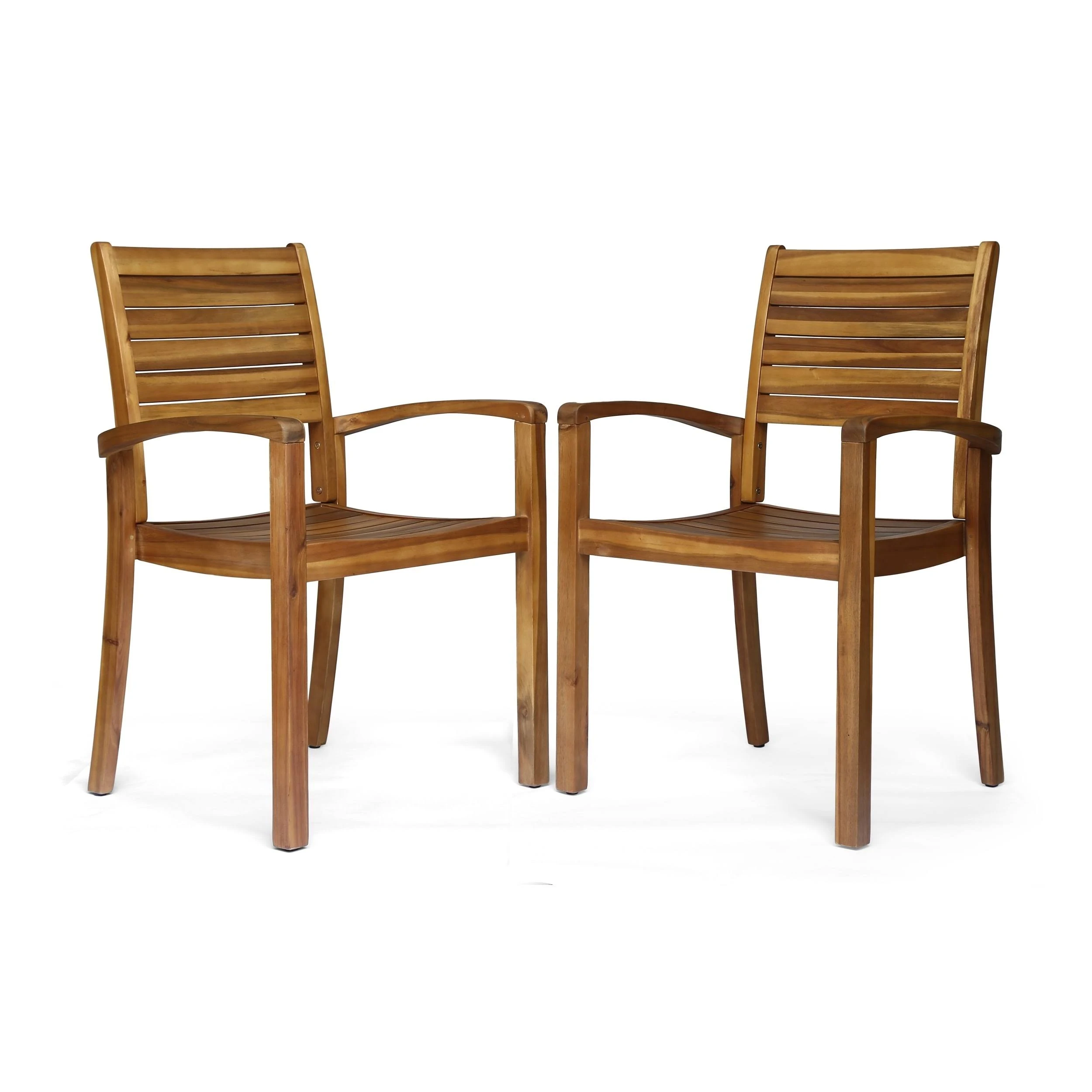 Christopher Knight Home Teague Outdoor Acacia Wood Dining Chairs (Set of 2), Teak Finish