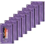 Binder Pencil Pouch 3 Rings Pencil Case with Clear Window for School Classroom Organizers 8 Pcs (Purple)